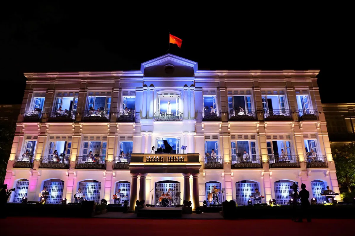 The Da Nang Museum building lit up at night