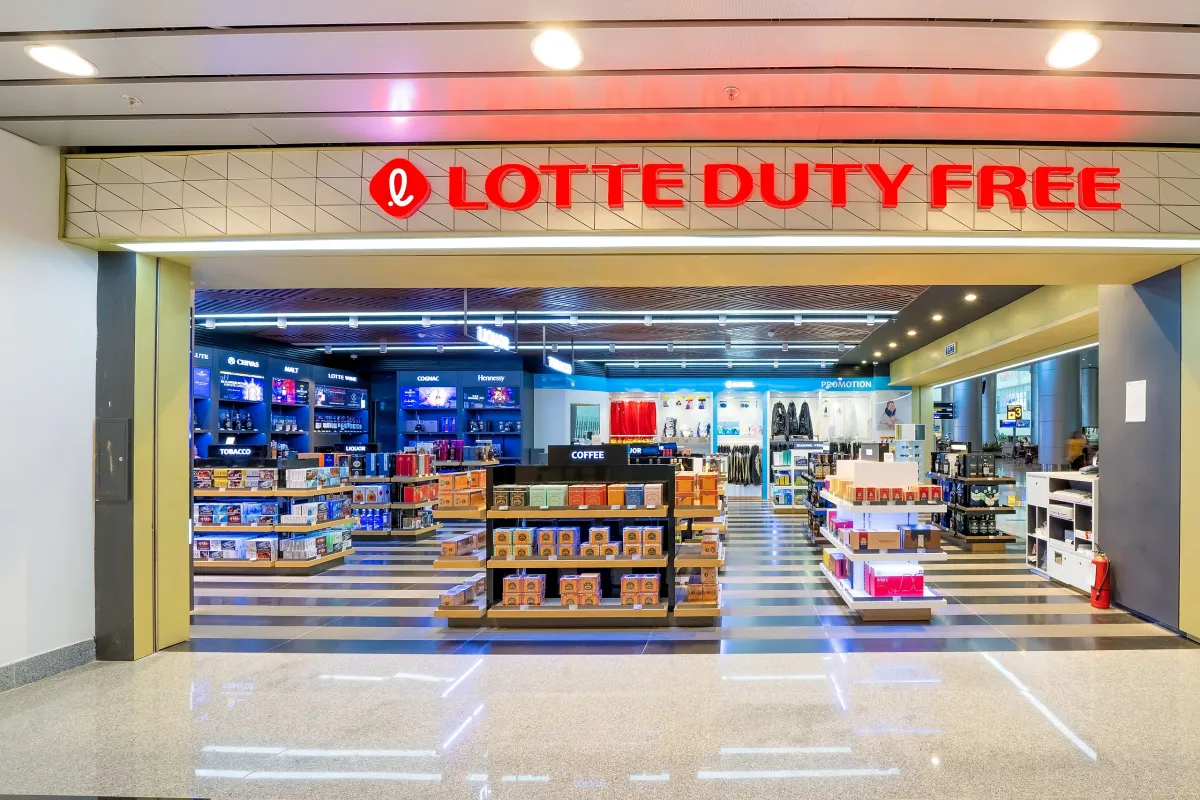 The Lotte Duty Free shop in the arrival hall of Da Nang International Airport